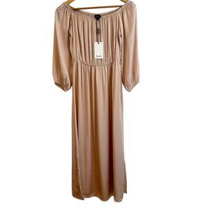 Bardot Ithaca Satin Champagne Feminine Dreamy Maxi Dress Size 4 NWT